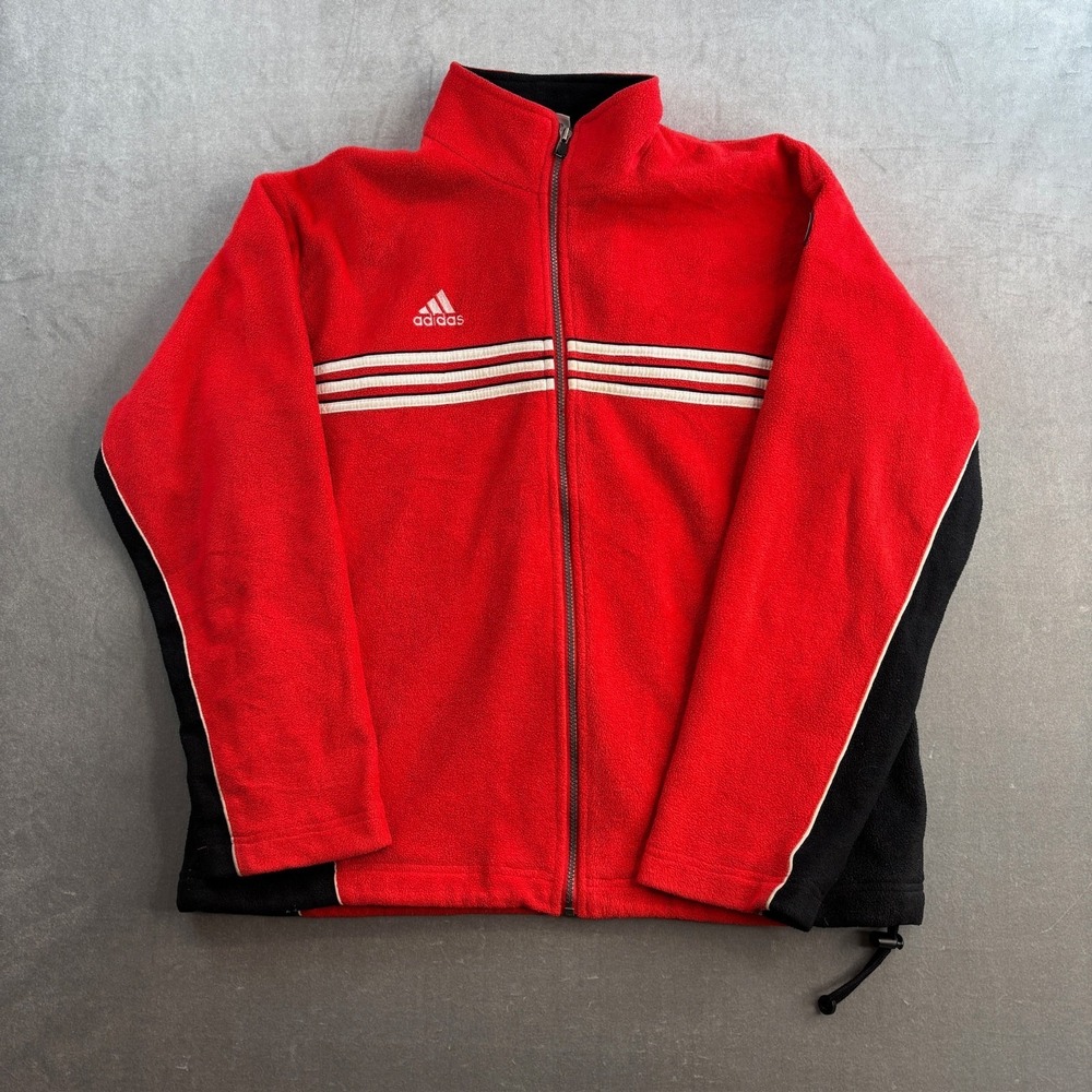 Vintage Adidas Red Fleece Track Jacket Men's L